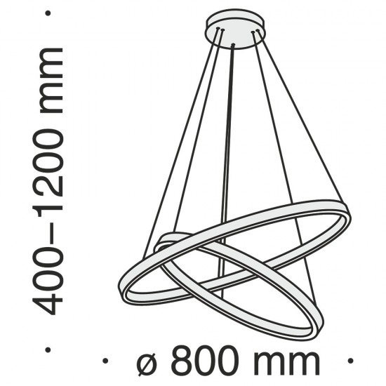Suspensie Maytoni Rim, negru, LED, 88W, 3000 lumeni, alb neutru 4000K, 80 cm, MOD058PL-L74B4K