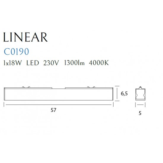Plafoniera Maxlight Linear, negru, LED, 18W, 1700 lumeni, 4000K, IP20, 57 cm, C0190