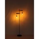 Lampadar Globo Paulo, negru/lemn, sticla ambra, 2XE27, H.168 cm, 15534S