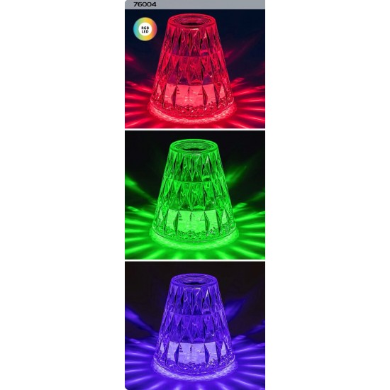 Veioza Rabalux Siggy, transparent, LED RGB, 2W, 40 lumeni, alb cald 3000K, H.13 cm, 76004