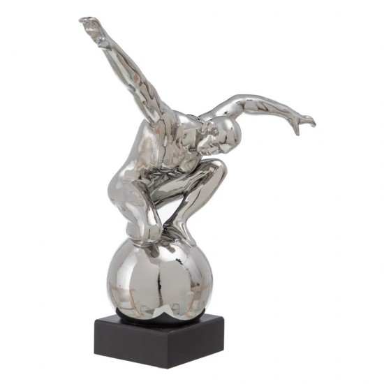 Figurina decorativa din ceramica argintie, H.35 cm, Flyer, 602793