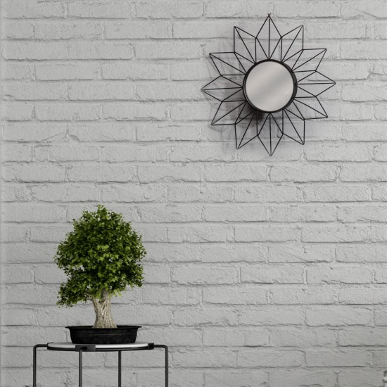 Oglinda decorativa de perete, rama metal negru, Flowery, HD4329