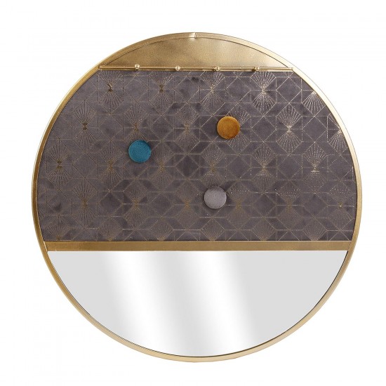 Oglinda cu suport bijuterii, rama metal auriu, D.41 cm, Jewel, HD2226