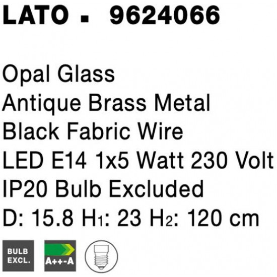 Suspensie Nova Luce Lato, auriu, sticla, E14, 1x5W, D.15.8 cm, 9624066