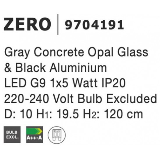 Suspensie Nova Luce Zero, gri, G9, 1x5W, D.10 cm, 9704191