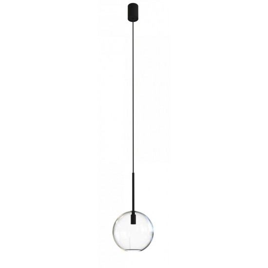 Suspensie Nowodvorski Sphere, negru, sticla transparenta, 1XG9, D. 15 cm, 7847