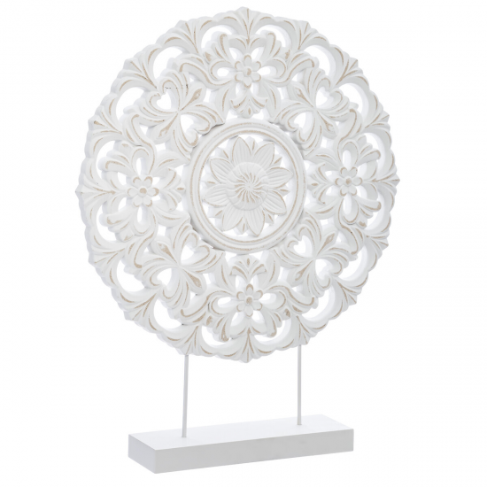Cerc decorativ sculptat, metal, alb, H48 cm, 168338